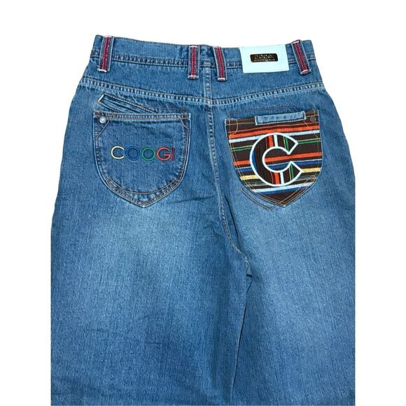 Vintage Coogi Y2K Wide Leg Embroidered Pocket Denim Blue Jeans size 20 - Picture 8 of 14